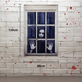 Halloween Horror Glass Window Backdrop