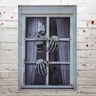 Creepy Skeleton Window Backdrop