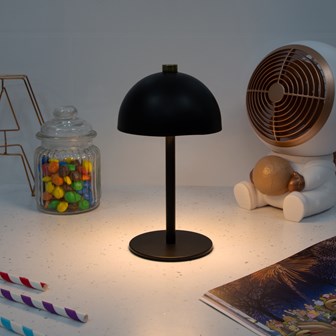 18cm Metal Mushroom Table Lamp - Black