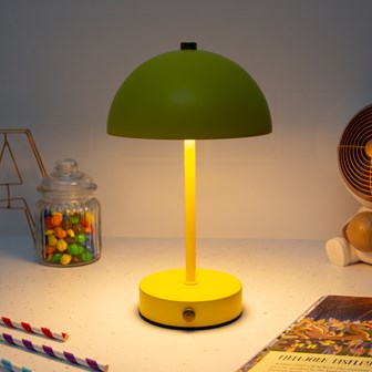 25cm Metal Mushroom Table Lamp - Yellow