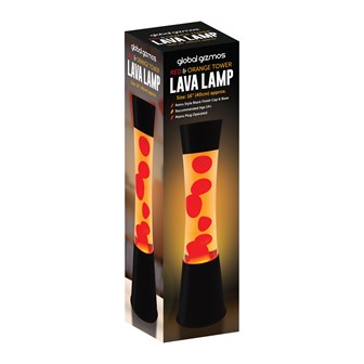 16" Lava Lamp Tower-Orange Liquid, Red Wax