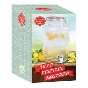 7.6L Airtight Glass Jar W/ Tap & Clip on Lid