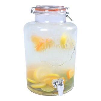 7.6L Airtight Glass Jar W/ Tap & Clip on Lid