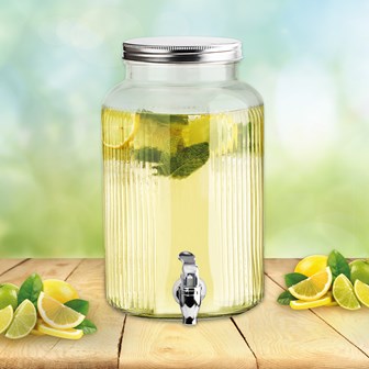 5.5L Glass Jar Dispenser W/ Tap & Screw on Lid