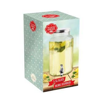 5.5L Glass Jar Dispenser W/ Tap & Screw on Lid