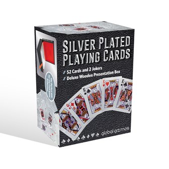 Silver Plated Playing Cards With Wooden Box