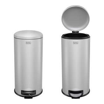 B+D 30L Dome Lid Pedal Bin - Grey
