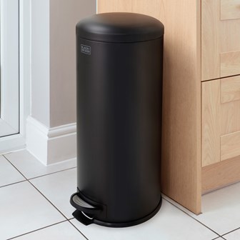 B+D 30L Dome Lid Pedal Bin - Matt Black