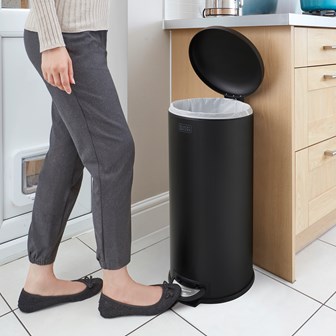 B+D 30L Dome Lid Pedal Bin - Matt Black
