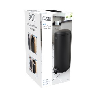 B+D 30L Dome Lid Pedal Bin - Matt Black