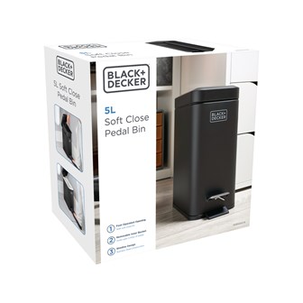 B+D 5L Slimline Soft Close Pedal Bin Matt Black