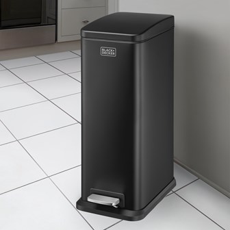 B+D 20L Slimline Soft Close Pedal Bin Matt Black