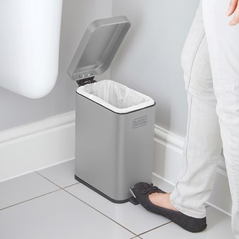 B+D 5L Slimline Soft Close Pedal Bin Grey