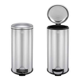 B+D 30L Dome Lid Pedal Bin - Stainless Steel