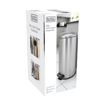 B+D 30L Dome Lid Pedal Bin - Stainless Steel