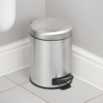 B+D 5L Dome Lid Pedal Bin - Stainless Steel