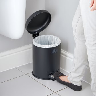 B+D 5L Dome Lid Pedal Bin - Matt Black