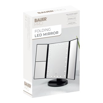 Bauer LED Foldable Mirror - Black