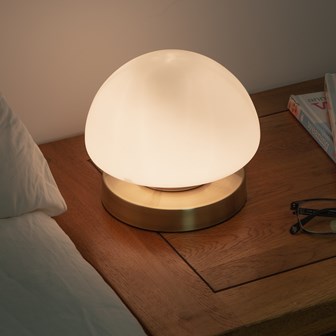 Opal Dome Touch Lamp Brass