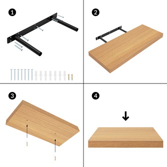 60cm Oak Effect Floating Shelf