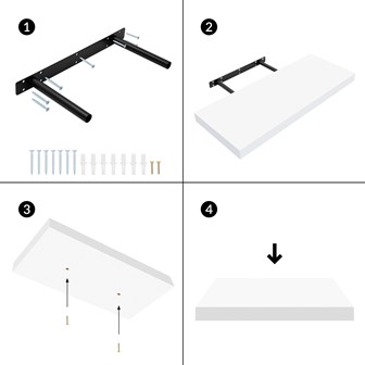 60cm White High Gloss Floating Shelf
