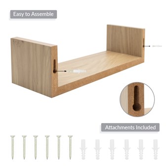 3pk Oak Effect U Shaped Shelves