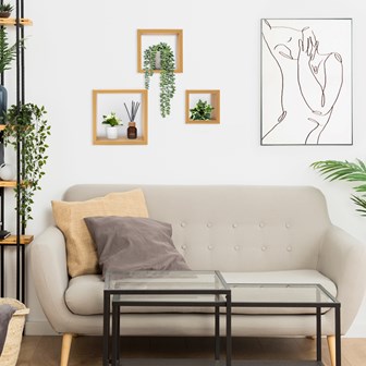 3pk Oak Floating Cube Shelves