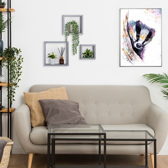 3pk Grey Floating Cube Shelves