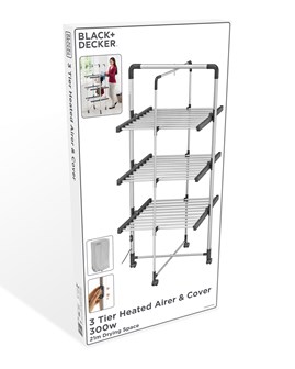 B+D 3 Tier Heated Airer Wheels And Cover