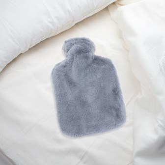 2L Grey Faux Fur Hot Water Bottle