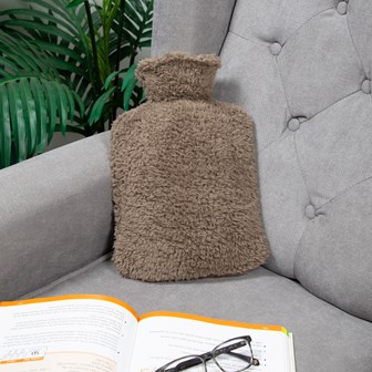 2L Taupe Teddy Fur Hot Water Bottle