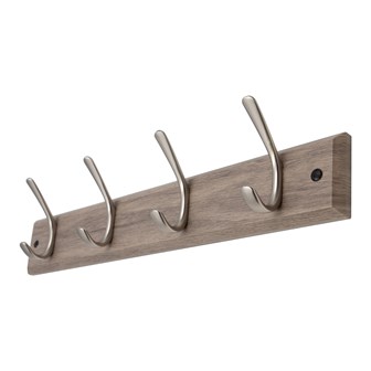 4 Hook Wall-Mounted Coat Rack - 8 Prongs - Silver