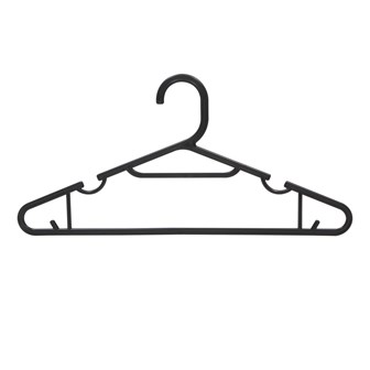Black plastic hangers with notches, Set of 10