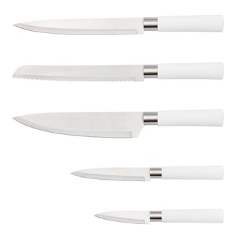 Blackmoor Orb Brushed Steel Knife Block - White