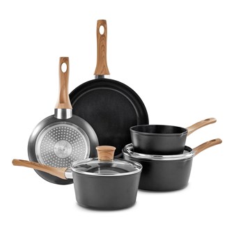 Blackmoor 7pc Wood Handle Saucepan & Fry pan Set