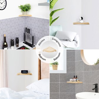 19cm x 19cm Wooden Corner Shelf