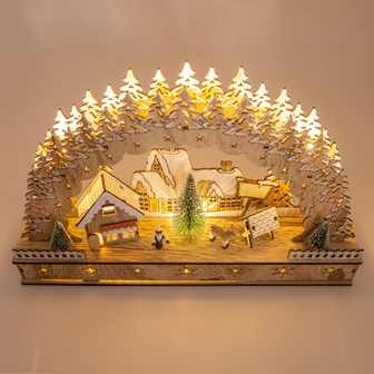 LED Wooden Christmas House Scene