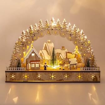 LED Wooden Christmas House Scene