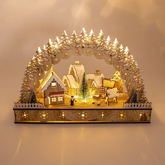 LED Wooden Christmas House Scene
