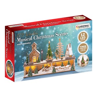 LED Wooden Christmas Village Scene