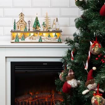 LED Wooden Christmas Village Scene