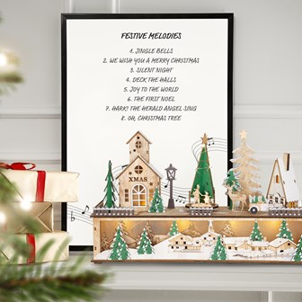 LED Wooden Christmas Village Scene