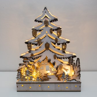 LED Wooden Christmas Tree Forest Scene