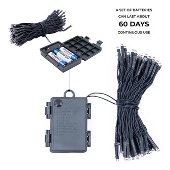 100 LED Battery Op Timer Lights - Multi Colour