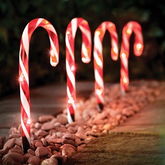 4PC 20LED Red & White Candy Cane Path Light