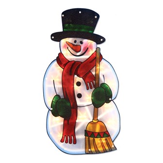 B/O Snowman Metallic Silhouette  Window Light