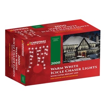 2000 LED Icicle Chaser Lights - Warm White