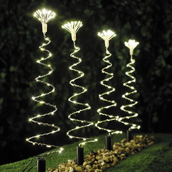 4PC 50CM 200LED Spiral Tree Stake Lights -W.White