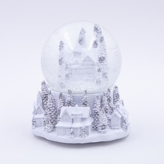 Snowglobe Silver & White Towns Musical