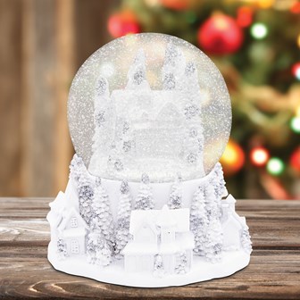 Snowglobe Silver & White Towns Musical